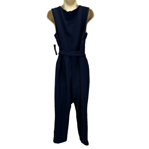 Jessica Howard Sleeveless Ruffle Front Jumpsuit - Navy Blue - size 12P - Picture 3 of 8
